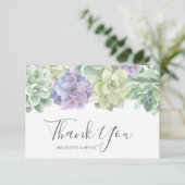 Elegante Botanische Wasserfarben-Sukkulente Hochze Dankeskarte (Stehend Vorderseite)