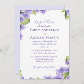 Elegante Botanische Wasserfarben-Violetten Hochzei Einladung (Vorne/Hinten)