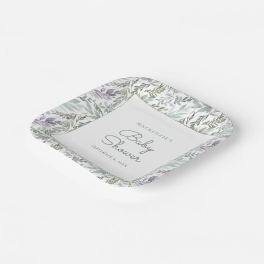 Elegante Botanische Wasserfarbenspülung Pappteller (Gewinkelt)