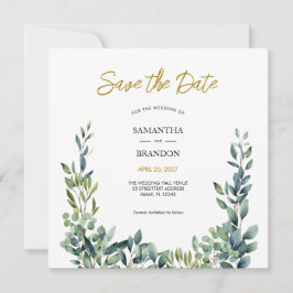Elegante botanische Wasserfarbenwelt Hochzeit Save The Date
