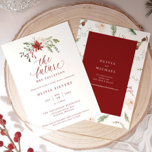 Elegante botanische Weihnachts-Brautparty Einladung