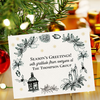 Elegante botanische Weihnachts- Unternehmens- Gesc Feiertagskarte