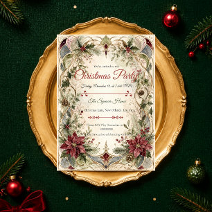 Elegante botanische Weihnachtsfeier Einladung