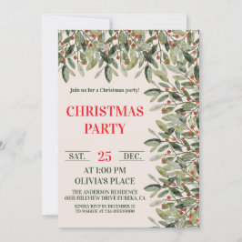 Elegante botanische Weihnachtsfeier-Einladung Einladung