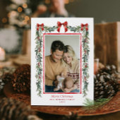 Elegante botanische Weihnachtsfotokarte Karte