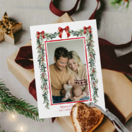 Elegante botanische Weihnachtsfotokarte Karte