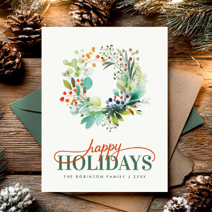 Elegante botanische Weihnachtsgrün Feiertagspostkarte