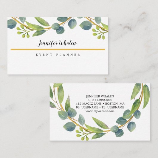 Elegante Botanische Weinkultur-Karte Visitenkarte (Vorne/Hinten)