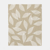 Elegante botanische weiße Blattskelette u. Taupe Fleecedecke (Vorderseite)