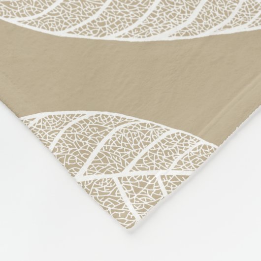 Elegante botanische weiße Blattskelette u. Taupe Fleecedecke (Ecke)