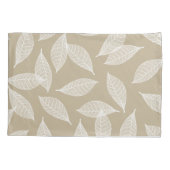 Elegante botanische weiße Blattskelette u. Taupe Kissenbezug (Rückseite)