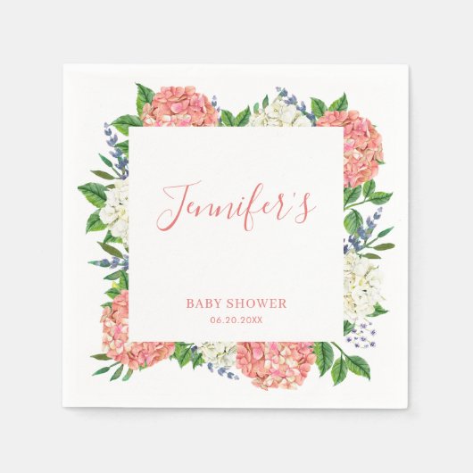 Elegante Botanische Whirlpool-Hydrangea-Babydusche Serviette (Vorderseite)
