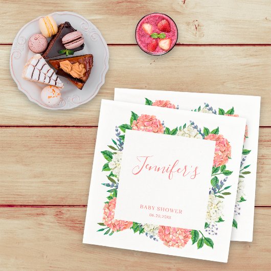 Elegante Botanische Whirlpool-Hydrangea-Babydusche Serviette