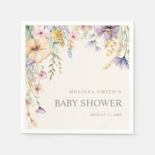 Elegante Botanische Wildblume Kinderdusche Serviette