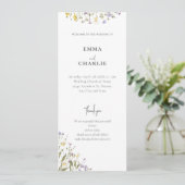 Elegante botanische Wildblume Script Wedding Programm (Stehend Vorderseite)