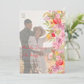 Elegante botanische Wildblumen 4 Foto Hochzeit Einladung (Stehend Vorderseite)