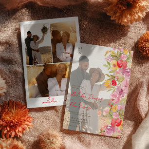 Elegante botanische Wildblumen 4 Foto Hochzeit Einladung