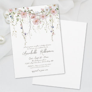 Elegante botanische Wildblumen-Blumen-Baby-Party Einladung