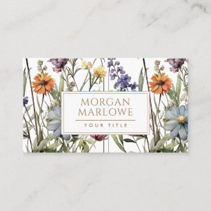 Elegante botanische Wildblumen BohoBusiness Card Visitenkarte