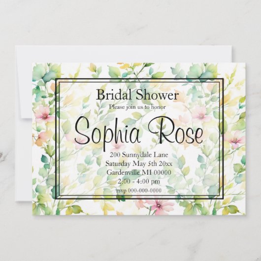 Elegante botanische Wildblumen Einladung (Vorderseite)