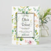 Elegante botanische Wildblumen Einladung (Stehend Vorderseite)