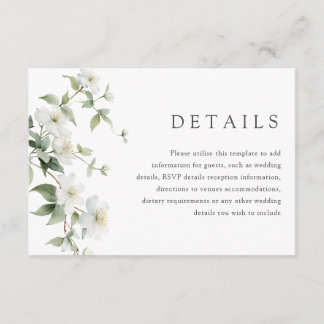 Elegante botanische Wildblumen-Hochzeitsdetails Begleitkarte