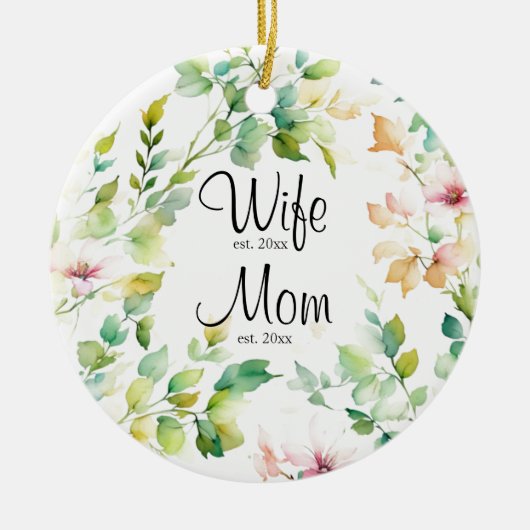 Elegante botanische Wildblumen Keramik Ornament (Vorne)