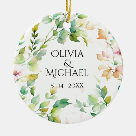 Elegante botanische Wildblumen Keramik Ornament (Vorne)