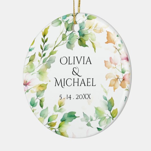 Elegante botanische Wildblumen Keramik Ornament (Links)