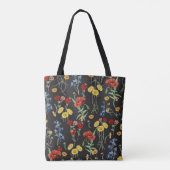 Elegante botanische Wildblumen mit Name Monogram Tasche (Rückseite)