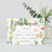 Elegante botanische Wildblumen RSVP Karte (Stehend Vorderseite)