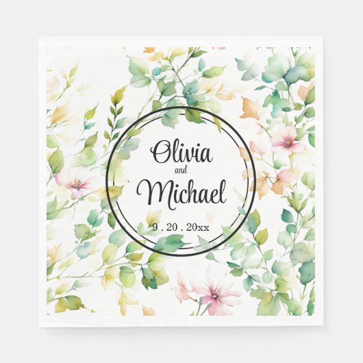 Elegante botanische Wildblumen Serviette (Vorderseite)