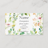 Elegante botanische Wildblumen Visitenkarte (Rückseite)