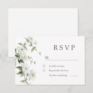 Elegante botanische Wildblumenhochzeit RSVP Karte