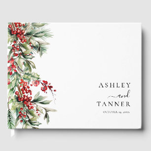 Elegante botanische Winter-Weihnachts-Hochzeit Gästebuch