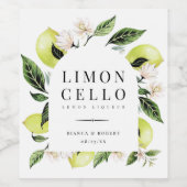 Elegante Botanische Zitronen Rahmen Limoncello Win Weinetikett (Einzelnes Label)