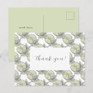 Elegante botanische Zitrusfrüchte Danke Postcard Postkarte