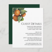 Elegante Botanische Zitrusfrüchte Hochzeit Begleitkarte (Vorne/Hinten)