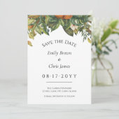 Elegante Botanische Zitrusfrüchte Hochzeit Save The Date (Stehend Vorderseite)
