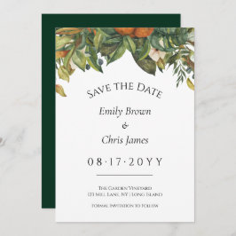 Elegante Botanische Zitrusfrüchte Hochzeit Save The Date