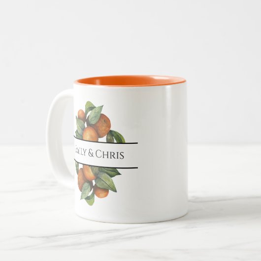 Elegante botanische Zitrusgrün Zweifarbige Tasse (Vorderseite Links)