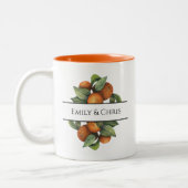 Elegante botanische Zitrusgrün Zweifarbige Tasse (Links)