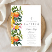 Elegante Botanische Zitruskirche Religiöse Taufe Einladung