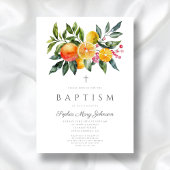 Elegante Botanische Zitruskirche Religiöse Taufe Einladung
