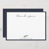 Elegante botanische Zweigniederlassung Navy Blue V Mitteilungskarte (Vorne/Hinten)