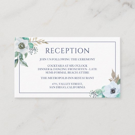 Elegante Bouquet Hochzeitsempfang Begleitkarte (Vorderseite)