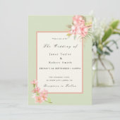 Elegante Bouquet Sage Green & Pink Border Wedding Einladung (Stehend Vorderseite)