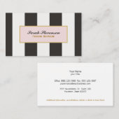 Elegante Boutique aus Schwarz und Weiß Streifen Visitenkarte (Vorne/Hinten)