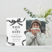 Elegante Bow-Abschluss-Save-the-Date-Ankündigung Save The Date (Stehend Vorderseite)