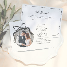 Elegante Bow All-In-One-Foto-Hochzeit in Schwarz u Einladung